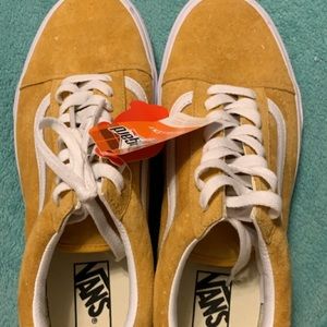 Yellow suede vans off the wall sneakers